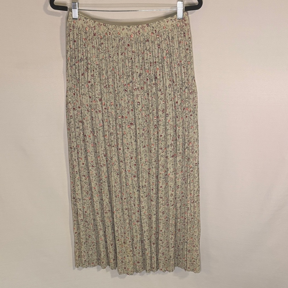 Talbots Floral Accordion Pleated Midi Skirt Size Medium